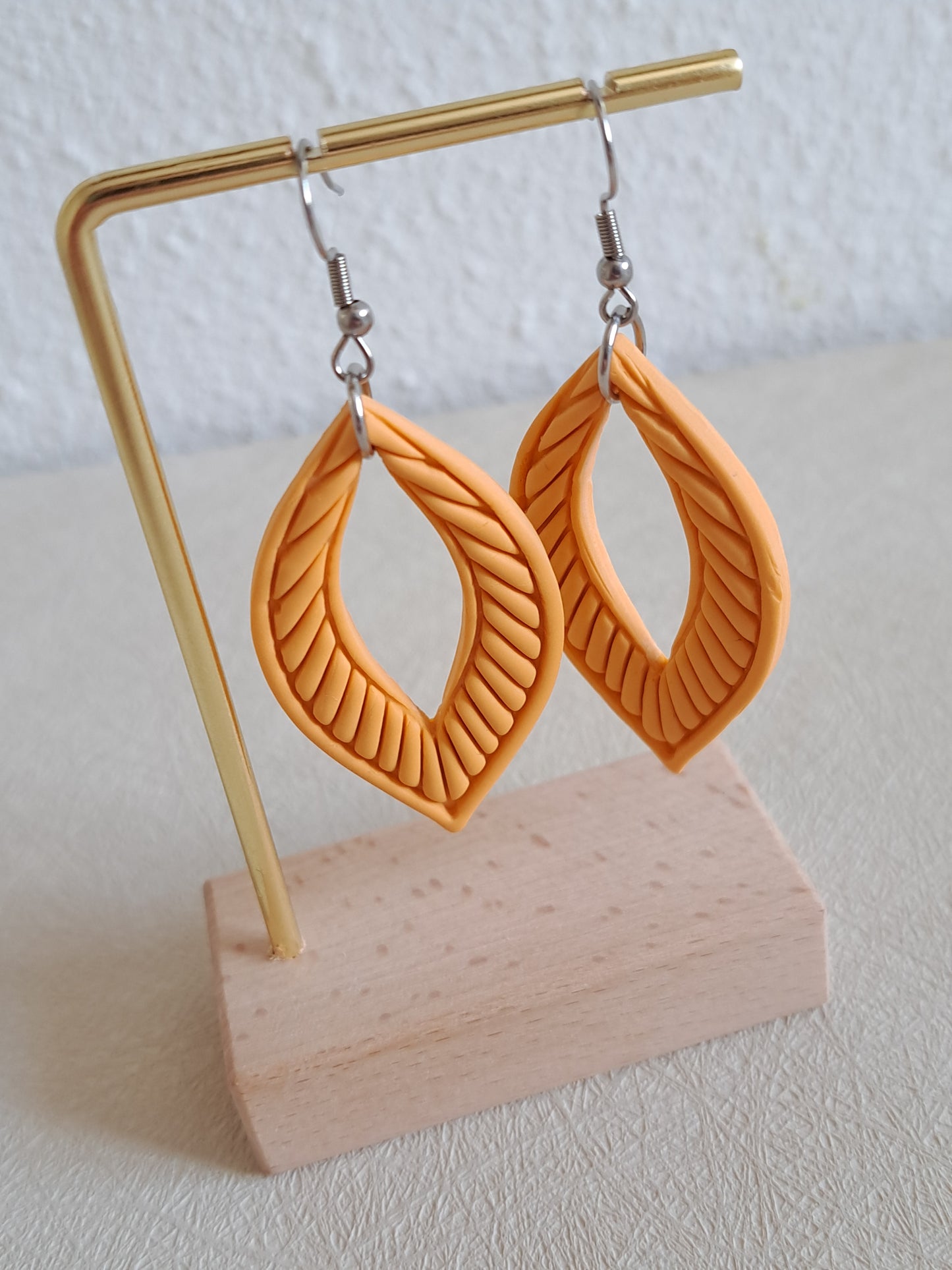 Boucles d'oreilles feuille - Bleu ou Jaune