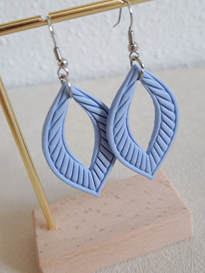 Boucles d'oreilles feuille - Bleu ou Jaune