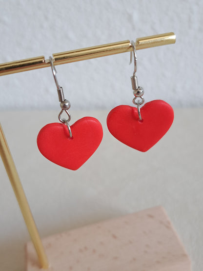 Boucles d'oreilles Coeur Pendant - Rouge