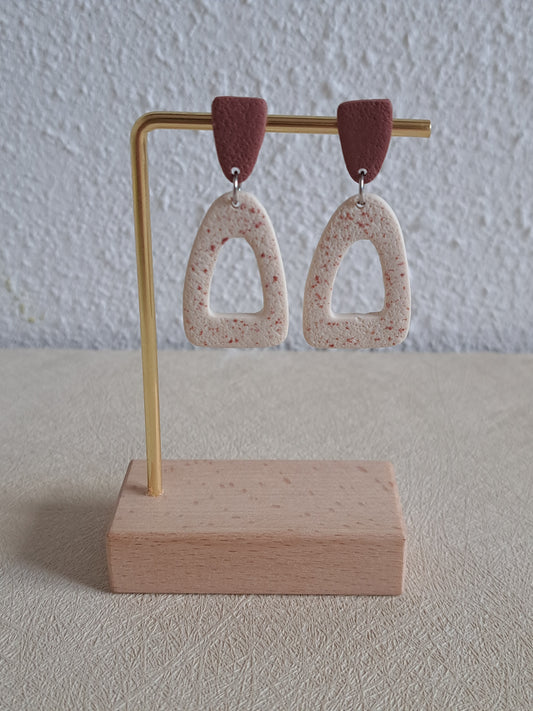 Boucles d'oreilles Triangle ajouré - Rose et Beige