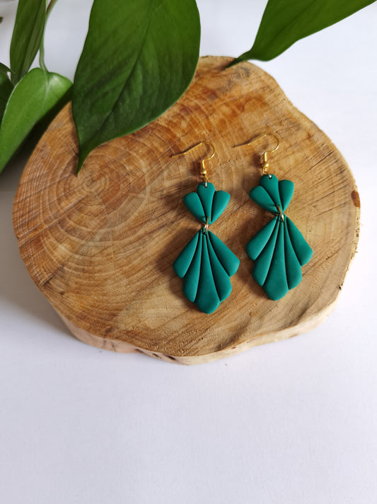 Boucles d'oreilles pendantes Evie - Vert Emeraude