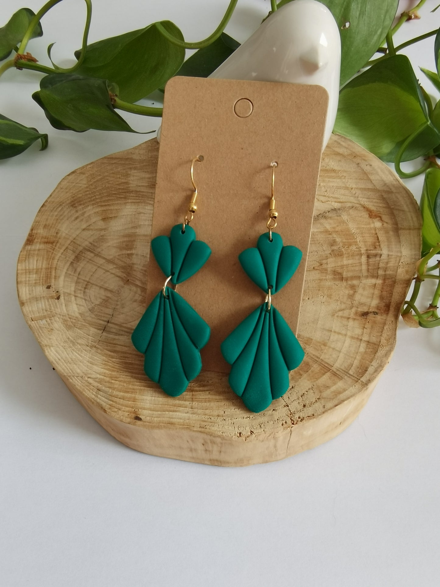 Boucles d'oreilles pendantes Evie - Vert Emeraude