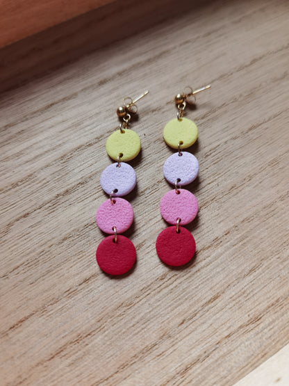 Boucles d'oreilles pendantes confettis - Rose Jaune et Violet