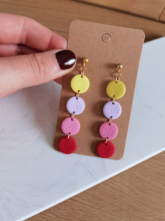 Boucles d'oreilles pendantes confettis - Rose Jaune et Violet