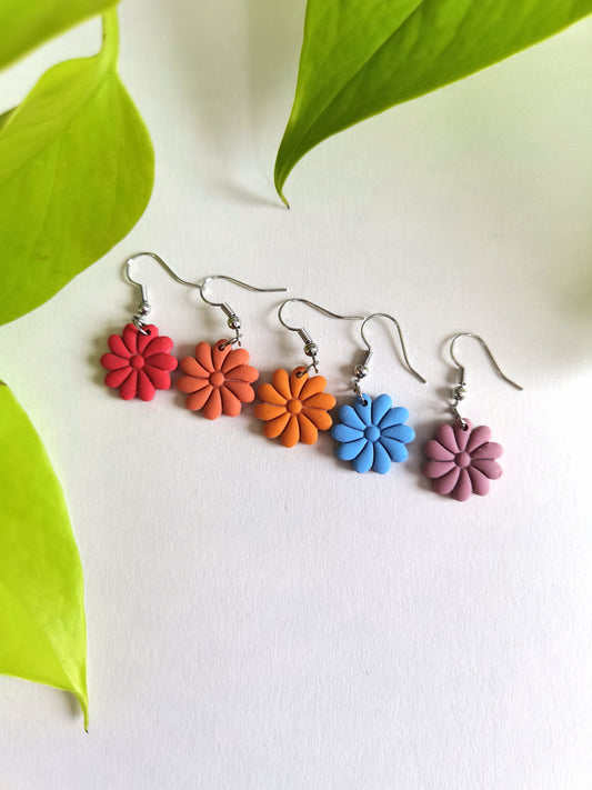 Boucles d'oreilles Fleurs Colorées